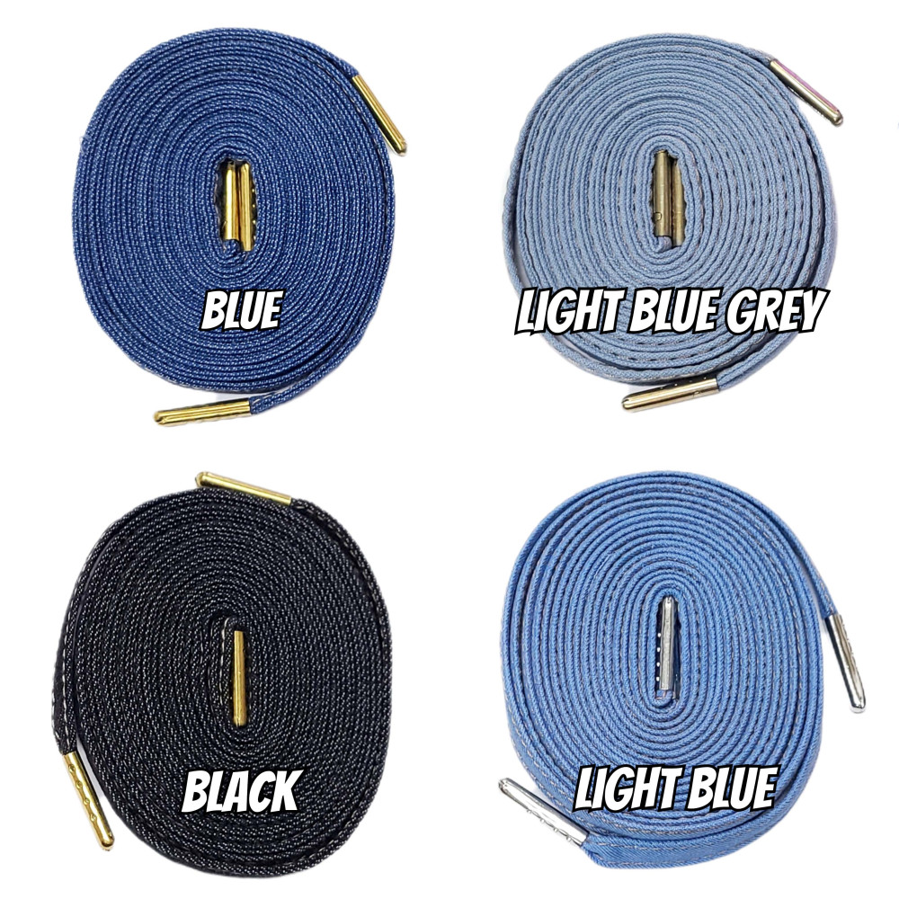 Denim Flat Shoelaces - 4 Colours 